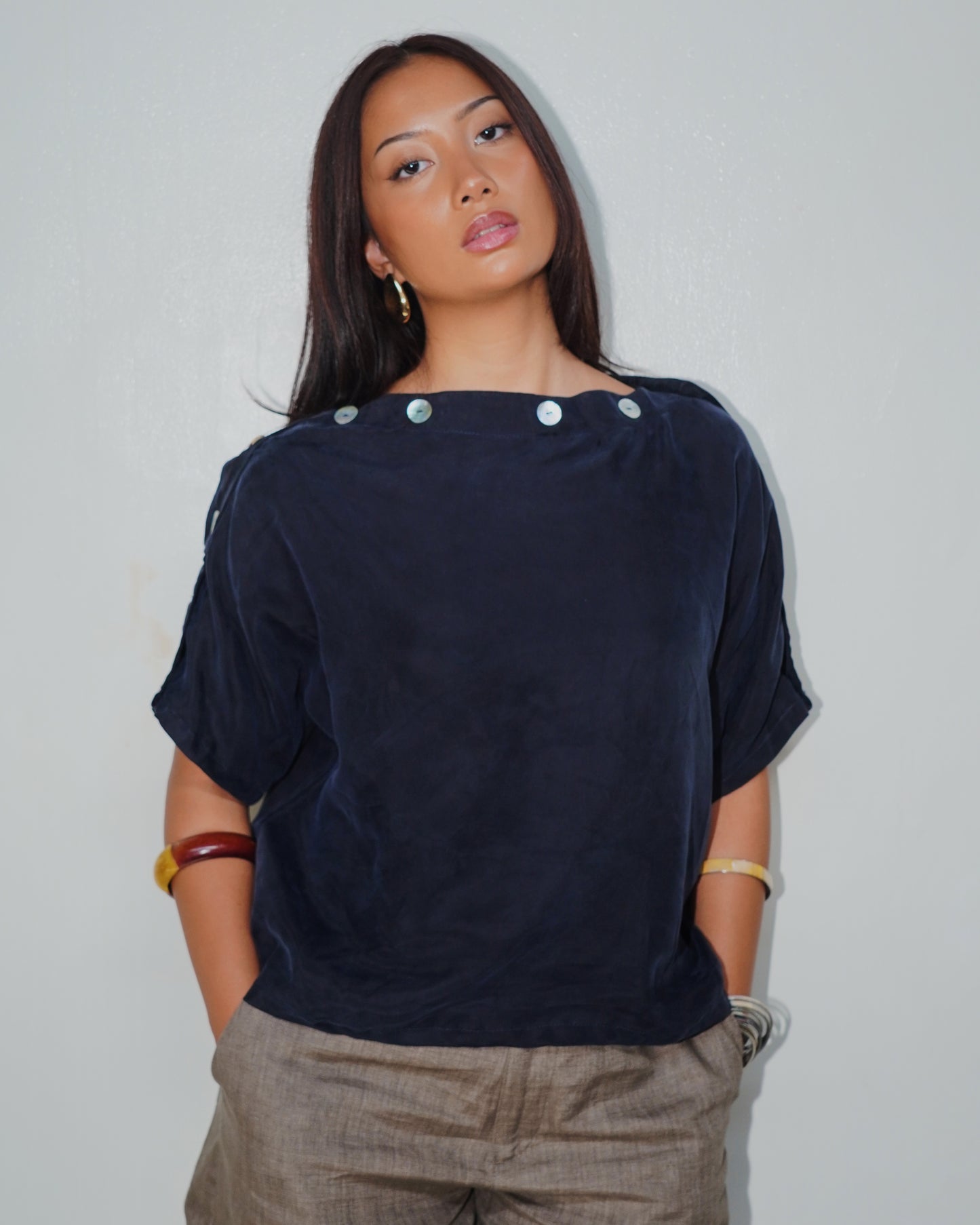 Portia Multi-way Top in Navy