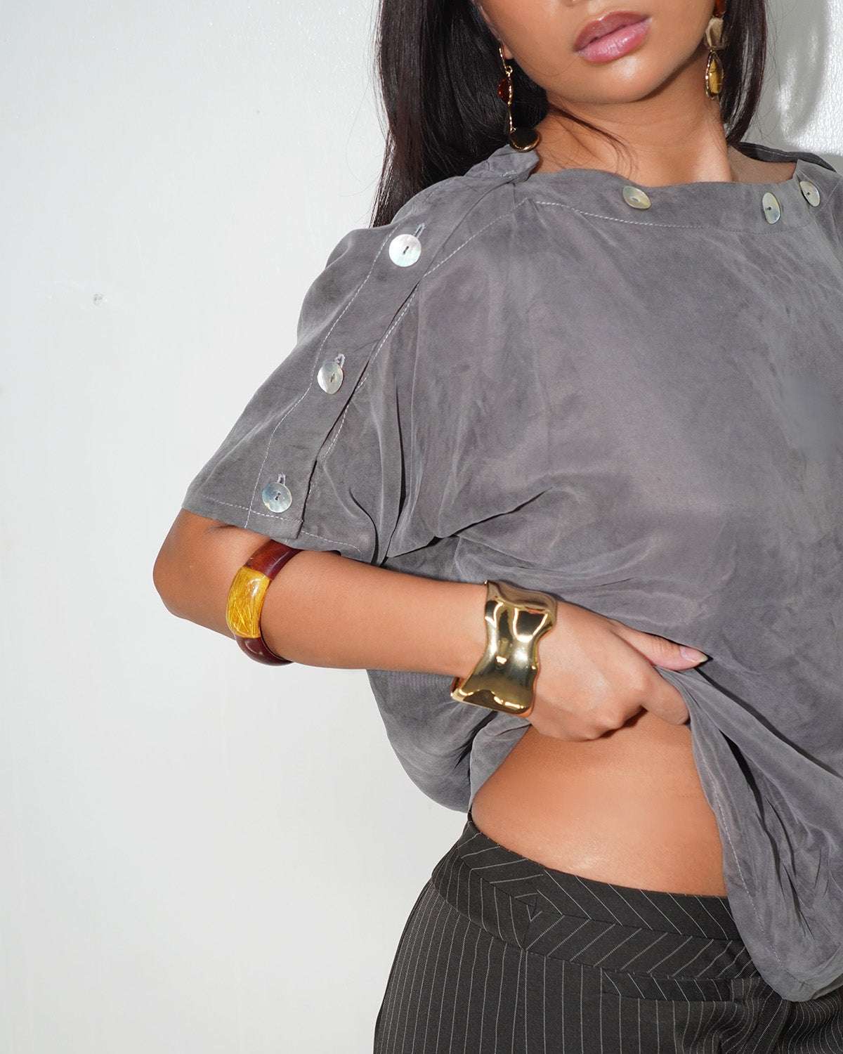 Portia Multi-way Top in Gray